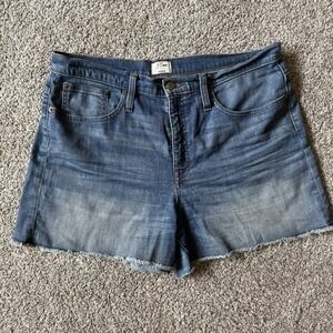 J. Crew Women's Denim Distressed Shorts Rough Hem‎ High Rise Medium Wash Size 32